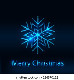 Christmas card with glowing snowflake 