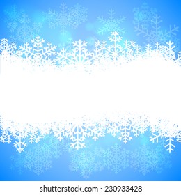 Christmas card with glowing snowflakes and bokeh