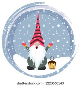 Christmas card with gnome. Scandinavian Christmas. Flat design