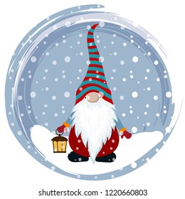 Christmas card with gnome. Scandinavian Christmas. Flat design