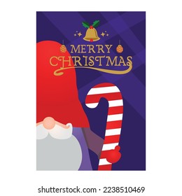 Christmas card with gnome vector design