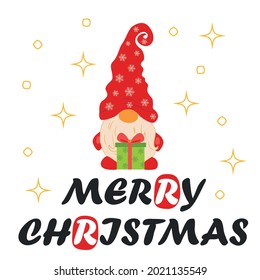 Christmas card with gnomes. Card for winter holidays. Christmas and Happy New Year illustration. Trendy design template.