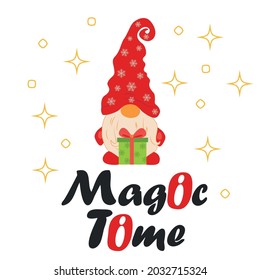 Christmas card with gnomes. Card for winter holidays. Christmas and Happy New Year illustration. Trendy design template.