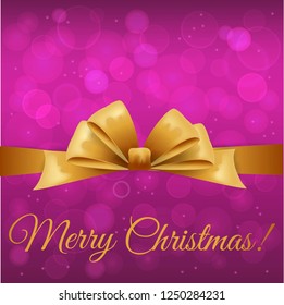 Christmas card with gold bow