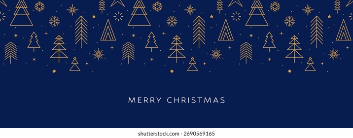 Tarjeta de Navidad, patrón de decoraciones de oro, Anuncio de vacaciones