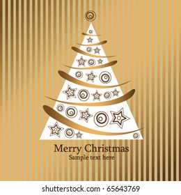 christmas card with gold holiday tree