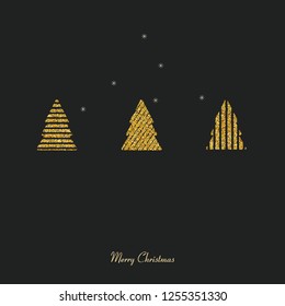 Christmas card with Christmas gold trees