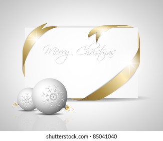Christmas card with golden ribbon