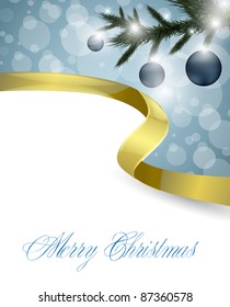 Christmas card with golden ribbon