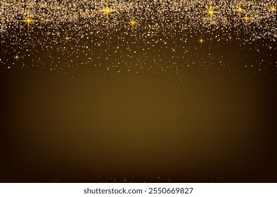 Christmas card with golden shiny dots, starry lights and copy space - vector illustration