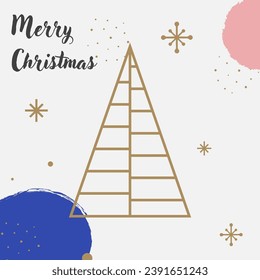 Christmas card with golden tree. Abstract design. Vector illustration