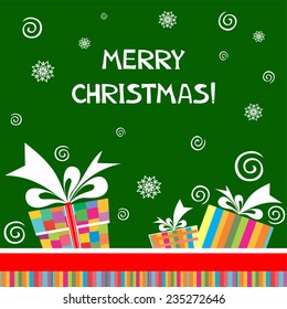 Christmas card. Greeting card with gift box. vector illustration 