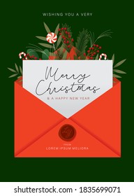 christmas card greetings template vector/illustration