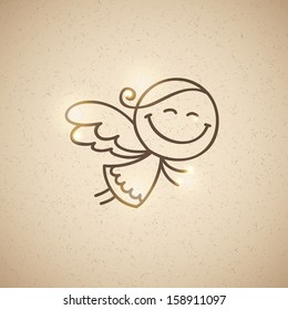 christmas card with hand drawn angel