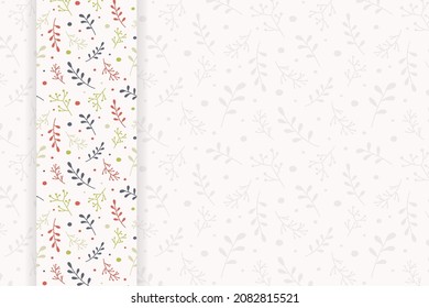 Christmas card with hand drawn branches and copyspace. Vector