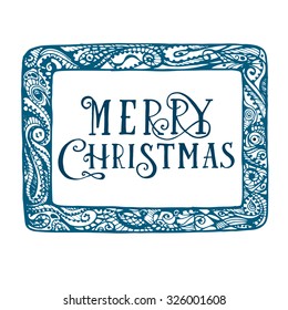 Christmas card hand drawn concept design in smartphone or computer tablet background suitable for christmas postcards or invitations to sales etc.
