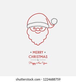 Christmas card with with hand drawn Santa Claus. Vector.