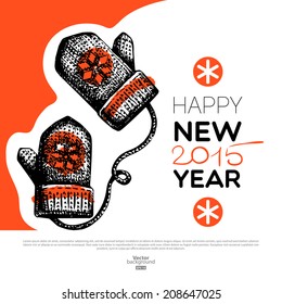 Christmas card. Hand drawn sketch typographic design. Vector illustration 