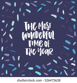 Christmas card with hand written elements. Hand drawn lettering with decoration. Vector design series.