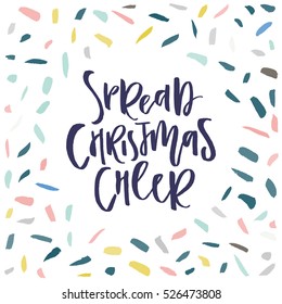 Christmas card with hand written elements. Hand drawn lettering with decoration. Vector design series.