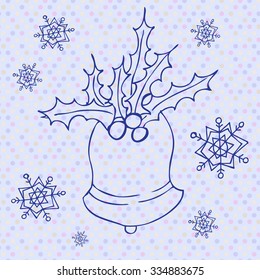 Christmas card with handdrawn elements. Vector illustration for your vector design.