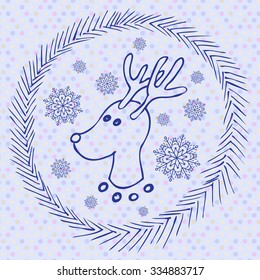 Christmas card with handdrawn elements. Vector illustration for your vector design.
