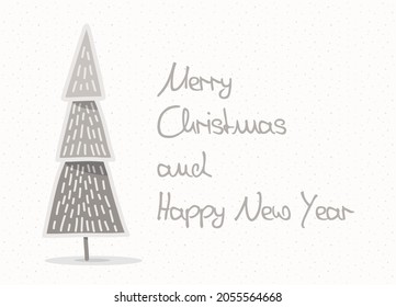 Christmas card with handdrawn Christmas tree, vector eps10 illustration