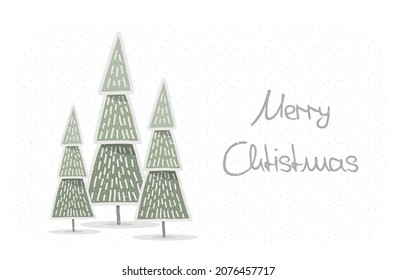 Christmas card with handdrawn Christmas trees, vector eps10 illustration