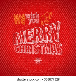 Christmas card with a hand-made letters on texture textile