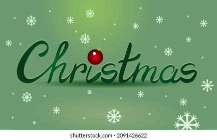 Christmas card with handwritten text on a green background with snowflakes