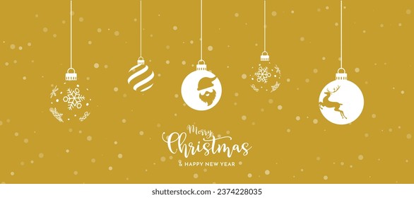Christmas card with hanging ball decoratoin