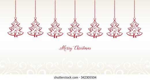 Christmas Card with hanging Trees