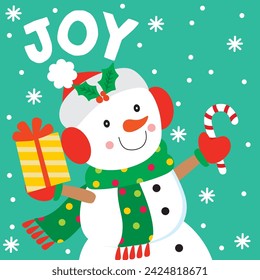 Christmas Card with Happiness Snowman