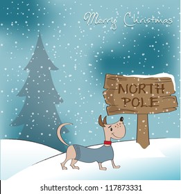Christmas card with happy dressed dog