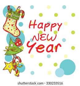"Christmas card Happy New Year" for design