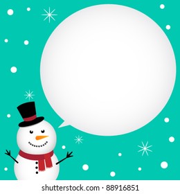 Christmas card with happy snowman