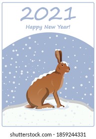 Christmas card with hare in vector