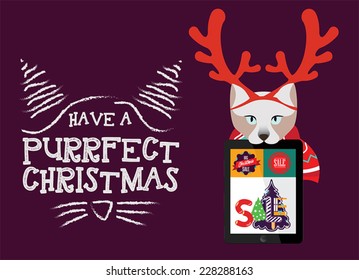 Christmas card. Have a Purrfect Christmas.