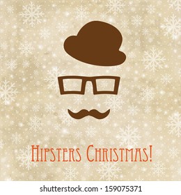 Weihnachtskarte mit Hister-Elementen^ Hut, Brille und Schnurrbart