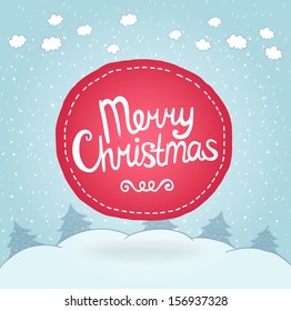 Christmas card. Holiday background with badge.