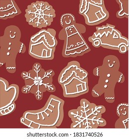 christmas card with holiday gingerbread