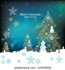christmas card  with holiday tree