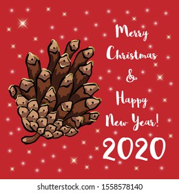 Christmas card. Holidays background, invitation.  pinecones  Christmas, xmas banner template