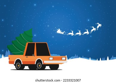 Christmas card with house in flat style