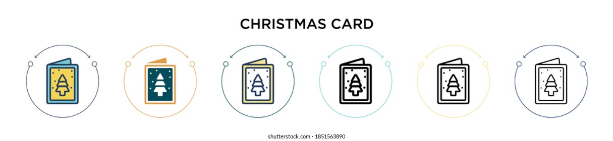 Christmas card icon in filled, thin line, outline and stroke style. Vector illustration of two colored and black christmas card vector icons designs can be used for mobile, ui, web