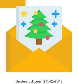 Christmas Card Icon Flat Vector Illustration