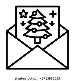 Ilustração de vetor de linha de ícone de cartão de Natal