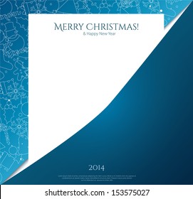 Christmas card with christmas icon on paper.