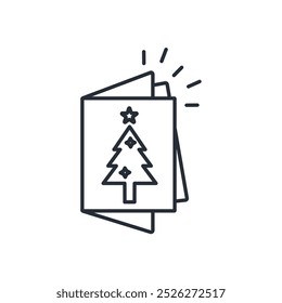 christmas card icon. vector.Editable stroke.linear style sign for use web design,logo.Symbol illustration.