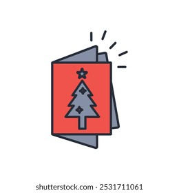 christmas card icon. vector.Editable stroke.linear style sign for use web design,logo.Symbol illustration.